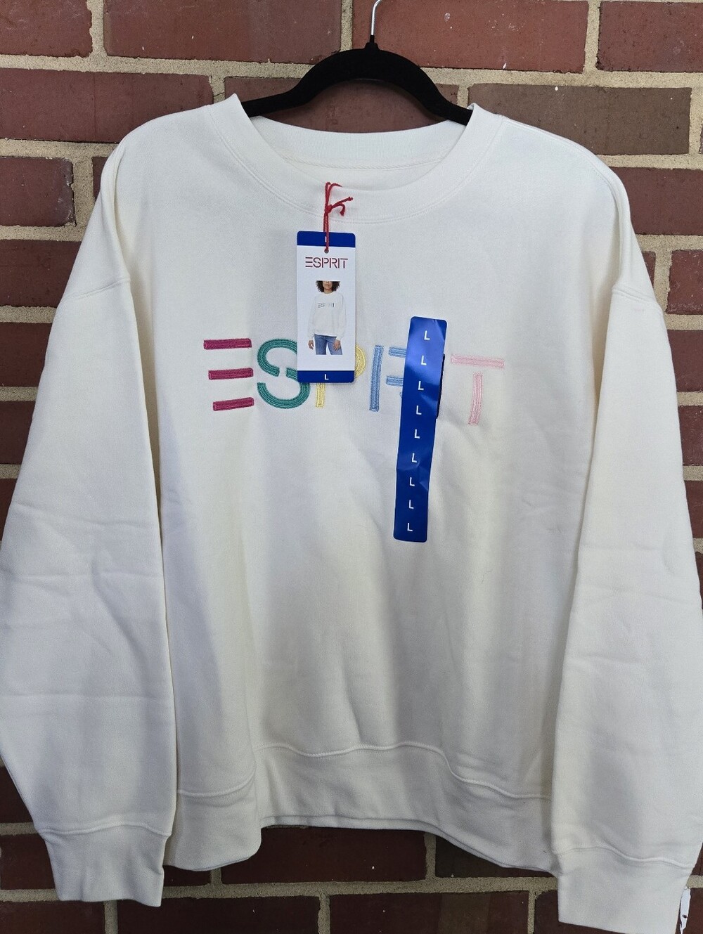 Viral Esprit 80s Revisited Sweatshirt Cream Rainbow Logo NWT Large